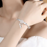NNEOBA Feather Round Bead Charm Bracelet