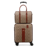 Luxury PU Leather Rolling Suitcase Set with Matching Handbag