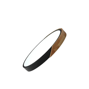 NNEOBA Nordic Wooden LED Ceiling Light - Black Round, RC Dimmable, 40x40x5cm, 36W