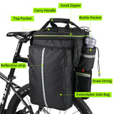 NNEOBA 3-in-1 Waterproof Bike Trunk Bag Canvas Travel Luggage Black