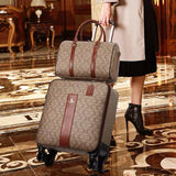 Luxury PU Leather Rolling Suitcase Set with Matching Handbag