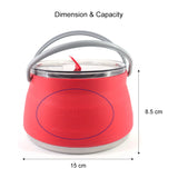 NNEOBA 1L Folding Silicone Camping Kettle Pot Red