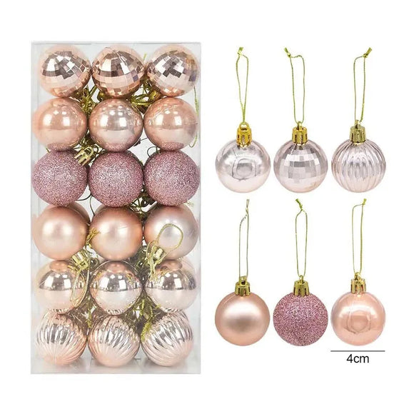 NNEOBA 36pcs Rose Gold Christmas Balls - Xmas Tree Ornaments Set