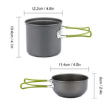 NNEOBA Camping Cookware Kit Portable 2-Pot Green