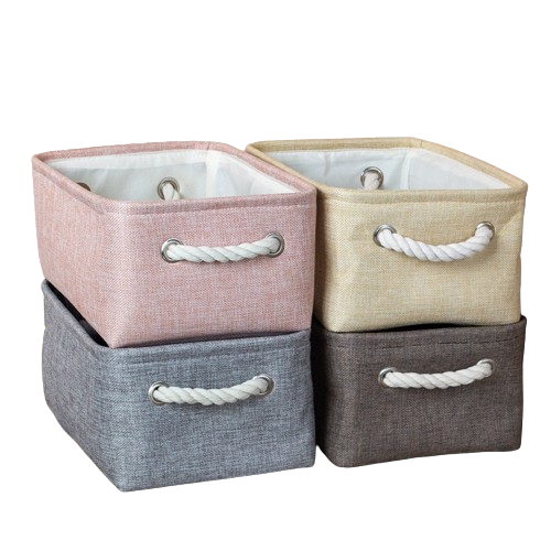 NNEOBA Cotton Linen Folding Storage Baskets Kids Toys Organizer Clothes and Sundries Storage Box Cabinet Storage Bag Laundry Basket