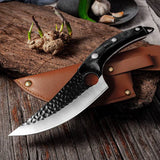 NNEOBA 2pcs Hand-Forged Boning Butcher Knife Set Black