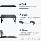 NNEOBA Portable Laptop Desk Stand: Foldable & Adjustable, Ideal for Bed, Couch, Office - Black