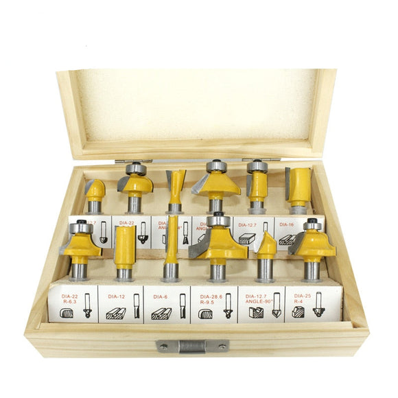NNEOBA 12pcs 8mm Router Bit Set Trimming Straight Milling Cutter