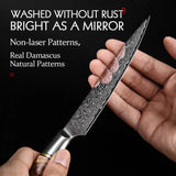NNEOBA 5-Inch Damascus Utility Knife 67-Layer Super Steel Brown