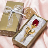 NNEOBA Valentines Day Gift Crystal Glass Rose Artificial Flower Silver Gold Rod Rose Flower for Girlfriend Wedding Gifts for Guest
