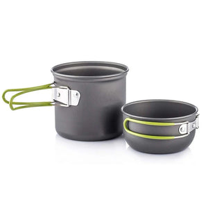 NNEOBA Camping Cookware Kit Portable 2-Pot Green