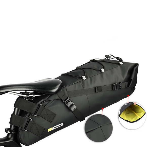 NNEOBA 13L Bike Saddlebag with Stabilizer Rack Rainproof Storage Set Black