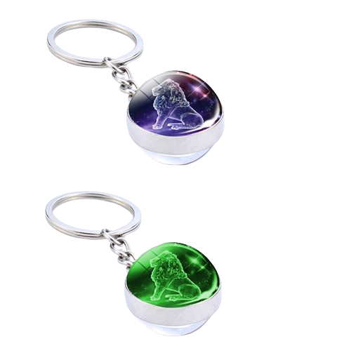 NNEOBA 12 Constellation Luminous Keychain Glass Ball Pendant Zodiac Keychain Glow In The Dark Key Chain Holder Men Women Birthday Gift