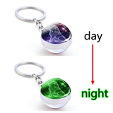 NNEOBA 12 Constellation Luminous Keychain Glass Ball Pendant Zodiac Keychain Glow In The Dark Key Chain Holder Men Women Birthday Gift