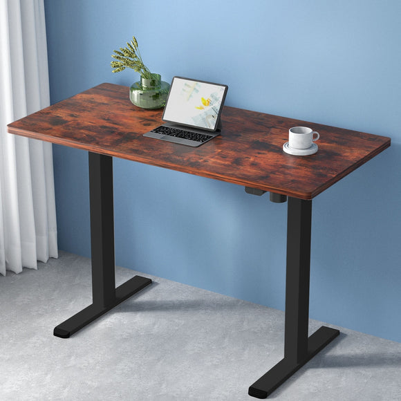 NNEDSZ Artiss Standing Desk Motorised Rustic Brown 120CM