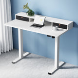 NNEDSZ Artiss Electric Standing Desk with Storage Shelf Drawer Office Table 120CM