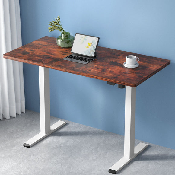 NNEDSZ Artiss Standing Desk Motorised Sit Stand Desks Rustic Brown 140CM