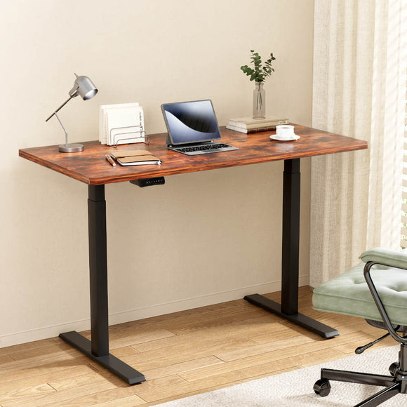 NNEDSZ Artiss Standing Desk Motorised Dual Motor Rustic Brwon 140CM