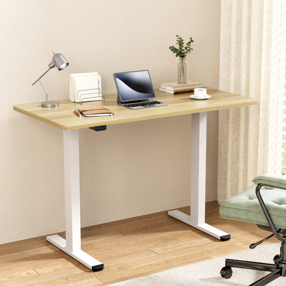 NNEDSZ Artiss Standing Desk Motorised Dual Motor 140CM White Oak