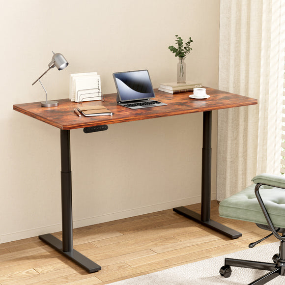 NNEDSZ Artiss Standing Desk Motorised Electric Dual Motor Rustic Brown 140CM