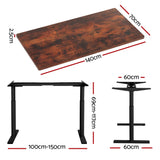 NNEDSZ Artiss Standing Desk Motorised Electric Dual Motor Rustic Brown 140CM