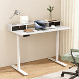 NNEDSZ Artiss Electric Standing Desk with Storage Rack Shelf Drawers White 120CM