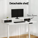 NNEDSZ Artiss Electric Standing Desk with Storage Rack Shelf Drawers White 120CM