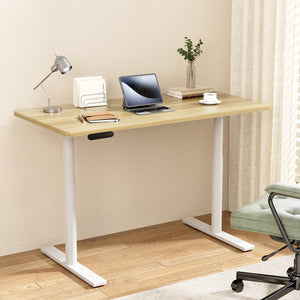 NNEDSZ Artiss Standing Desk Motorised Electric Dual Motor 120CM White Oak
