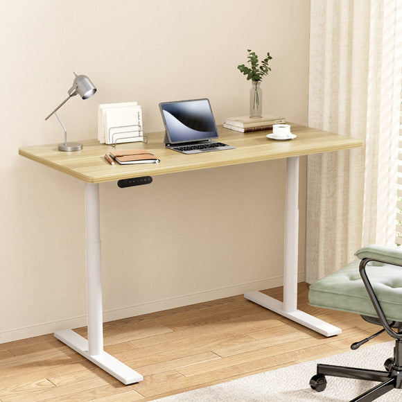 NNEDSZ Artiss Standing Desk Motorised Electric Dual Motor 140CM White Oak