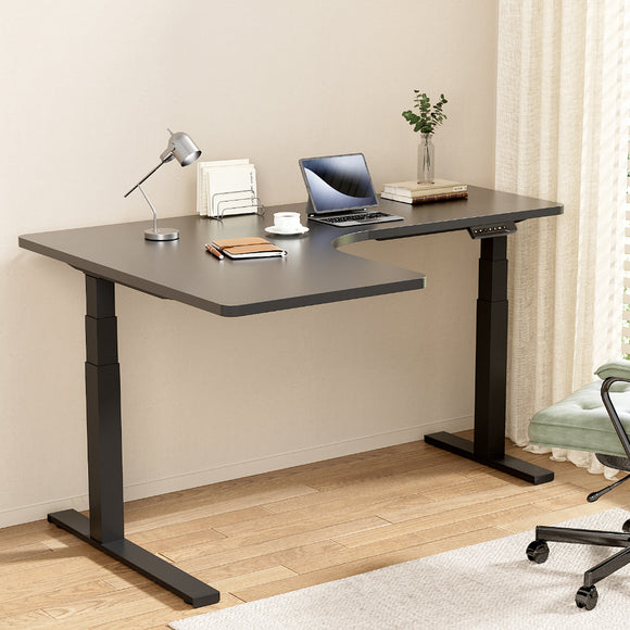 NNEDSZ Artiss Standing Desks L-shape Motorised 160CM Black
