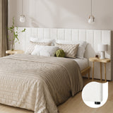 NNEED Bed Frame Headboard Double Queen King White Boucle