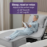NNEMB Electric Adjustable Bed, Backrest and Leg Adjustment German-Engineered Power Lifting with Remote Control, Grey