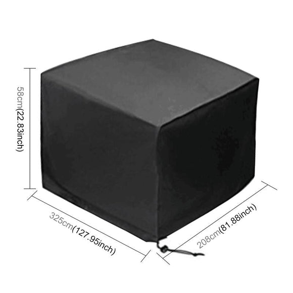 Waterproof Outdoor Furniture Set Cover - Anti-Uv Dust-Proof 210D Oxford Cloth - 325X208X58Cm - Black-1915196717280661505