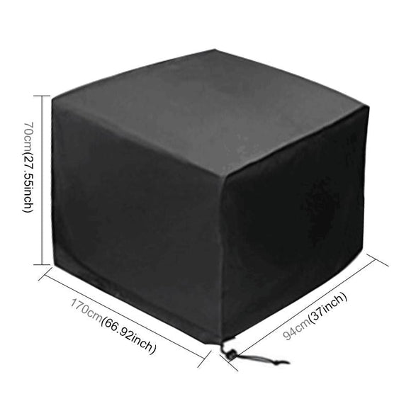 Waterproof Outdoor Furniture Cover - 210D Oxford Cloth - Anti-Uv & Dust-Proof - Fits Table & Chairs - 170X94X70Cm - Black-1915196700230815745