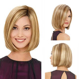 Women Gold Linen Bob Wig-1915196977558196227