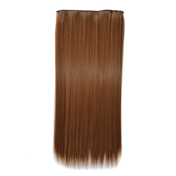 Long Straight Wig Piece With 5 Clips - 12 Months Wear-1915197664912347137