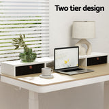 NNEDSZ Artiss Standing Desk Desktop Storage Rack Shelf Removable Bookshelf Drawer 120cm