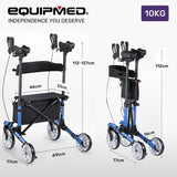 NNEMB Upright Rollator Walker with Forearm Support Rests, Mobilty Aid with Seat, Blue