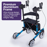 NNEMB Upright Rollator Walker with Forearm Support Rests, Mobilty Aid with Seat, Blue