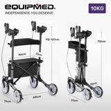NNEMB Upright Rollator Walker with Forearm Rest Supports, Mobilty Aid with Seat, Grey