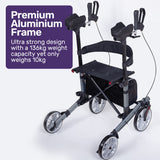 NNEMB Upright Rollator Walker with Forearm Rest Supports, Mobilty Aid with Seat, Grey