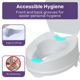 NNEMB Raised Over Toilet Seat, 10cm Riser, 125kg Capacity, Raiser with Lid, White