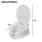 NNEMB Raised Over Toilet Seat, 10cm Riser, 125kg Capacity, Raiser with Lid, White