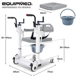 NNEMB 4in1 Patient Lift Transfer Chair, Manual Height Adjustment, Shower Compatible, Over Toilet, Removable Commode, for Seniors Elderly Disabled