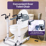 NNEMB 4in1 Patient Lift Transfer Chair, Manual Height Adjustment, Shower Compatible, Over Toilet, Removable Commode, for Seniors Elderly Disabled