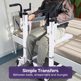 NNEMB 4in1 Patient Lift Transfer Chair, Manual Height Adjustment, Shower Compatible, Over Toilet, Removable Commode, for Seniors Elderly Disabled