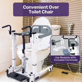 NNEMB 4in1 Patient Lift Transfer Chair, Easy Hydraulic Height Adjustment, Shower Compatible, Over Toilet, Removable Commode, for Seniors Elderly Disabled