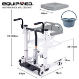 NNEMB 4in1 Patient Lift Transfer Chair, Easy Hydraulic Height Adjustment, Shower Compatible, Over Toilet, Removable Commode, for Seniors Elderly Disabled