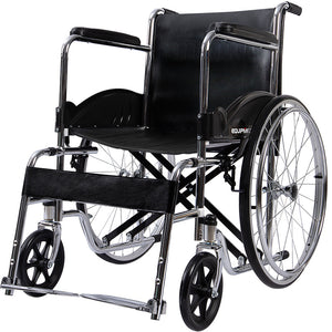 NNEMB Folding Manual Wheelchair Self Propelled, 24' Rear Wheels, Chrome Steel Frame, 46cm Wide Seat, 100kg Capacity, Park Brakes