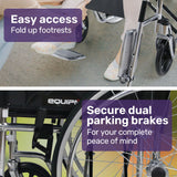 NNEMB Folding Manual Wheelchair Self Propelled, 24' Rear Wheels, Chrome Steel Frame, 46cm Wide Seat, 100kg Capacity, Park Brakes